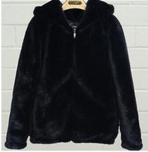 Load image into Gallery viewer, Faux Fur Coat With Hood High Waist Fashion
