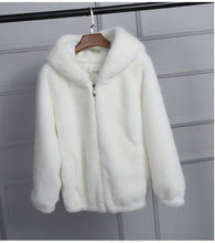 Load image into Gallery viewer, Faux Fur Coat With Hood High Waist Fashion