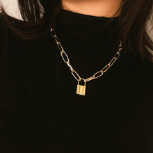 Load image into Gallery viewer, Lock Necklace Layered Chain On The Neck With Lock Punk