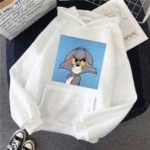 Load image into Gallery viewer, Hoodies for Girls Cat Mouse White&pink Hooded Tops Women's Sweatshirt