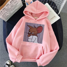 Load image into Gallery viewer, Hoodies for Girls Cat Mouse White&pink Hooded Tops Women's Sweatshirt