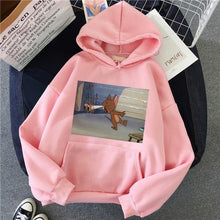 Load image into Gallery viewer, Hoodies for Girls Cat Mouse White&pink Hooded Tops Women's Sweatshirt