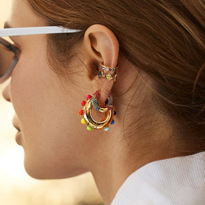 Rainbow Earrings Cubic Ear Cuff