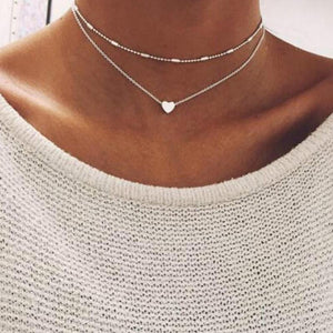 Simple Fashion Female Clavicle Pendant Peach Heart Multi-Layer