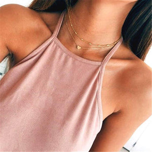 Simple Fashion Female Clavicle Pendant Peach Heart Multi-Layer