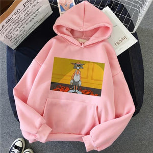 Hoodies for Girls Cat Mouse White&pink Hooded Tops Women's Sweatshirt