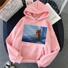 Load image into Gallery viewer, Hoodies for Girls Cat Mouse White&amp;pink Hooded Tops Women&#39;s Sweatshirt
