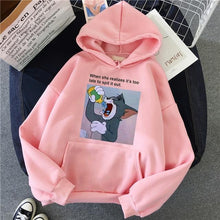 Load image into Gallery viewer, Hoodies for Girls Cat Mouse White&amp;pink Hooded Tops Women&#39;s Sweatshirt
