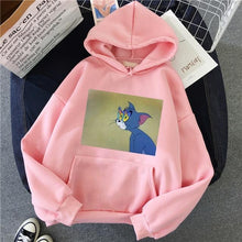 Load image into Gallery viewer, Hoodies for Girls Cat Mouse White&amp;pink Hooded Tops Women&#39;s Sweatshirt
