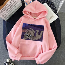 Load image into Gallery viewer, Hoodies for Girls Cat Mouse White&amp;pink Hooded Tops Women&#39;s Sweatshirt
