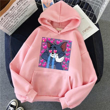 Load image into Gallery viewer, Hoodies for Girls Cat Mouse White&amp;pink Hooded Tops Women&#39;s Sweatshirt
