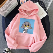 Load image into Gallery viewer, Hoodies for Girls Cat Mouse White&amp;pink Hooded Tops Women&#39;s Sweatshirt
