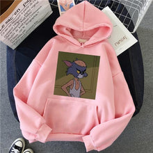 Load image into Gallery viewer, Hoodies for Girls Cat Mouse White&amp;pink Hooded Tops Women&#39;s Sweatshirt
