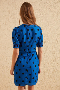 Double Breasted Collar Polka Dot Dress