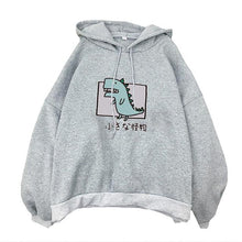 Load image into Gallery viewer, Cartoon Dinosaur Print Hoodies Women Casual Long Sleeve Loose Hooded Sweatshirt
