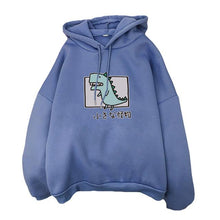 Load image into Gallery viewer, Cartoon Dinosaur Print Hoodies Women Casual Long Sleeve Loose Hooded Sweatshirt
