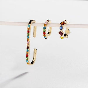 Rainbow Earrings Cubic Ear Cuff