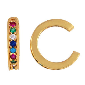 Rainbow Earrings Cubic Ear Cuff